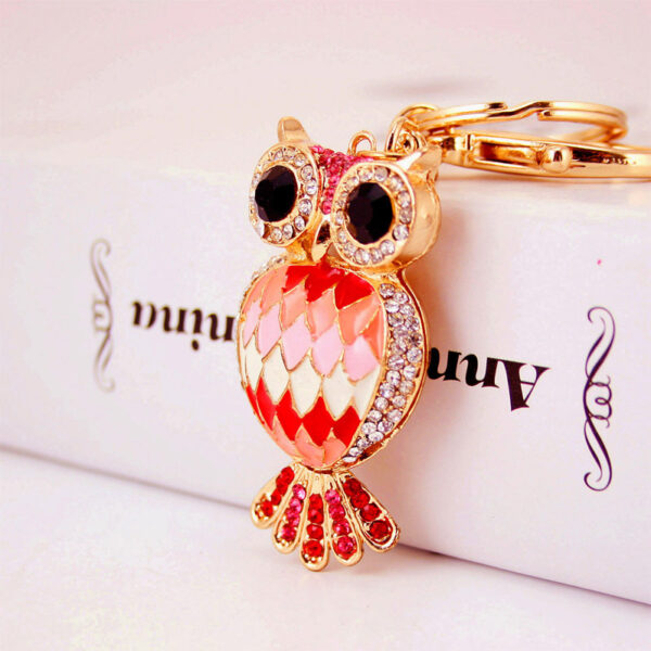 Creative Cartoon Diamond Inlaid Owl Car Keychain Pendant - Image 10
