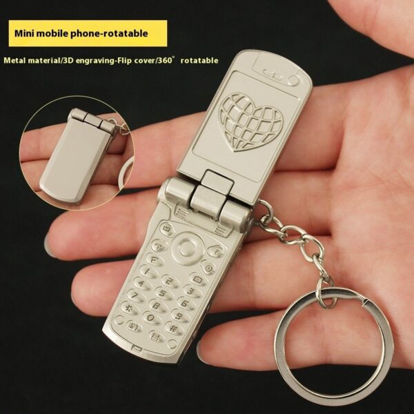 Creative Mini Small Mobile Phone Flip Rotating Keychain - Image 6