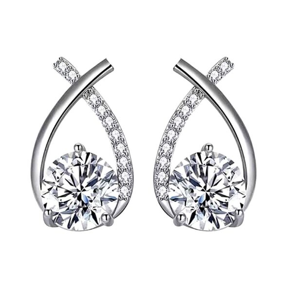Moissanite 925 Sterling Silver Fishtail Cross Stud Earrings - Image 5