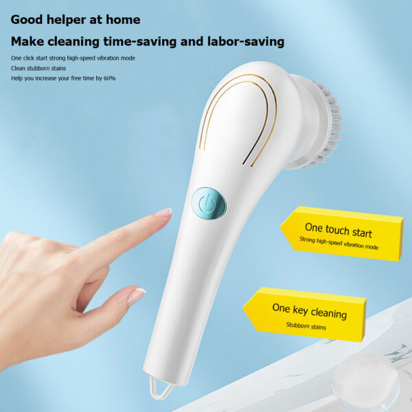 Multifunctional Electric Handheld Kitchen Household Dishwashing Brush Handheld Scrubber Bathtub Sink Bathroom Kitchen Tile Cleaning Tool Drill Brush Set With 5 Heads - Image 2