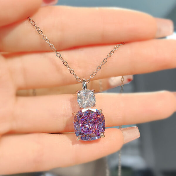 High Carbon Diamond Ice Flower Cut All-match Necklace - Image 5