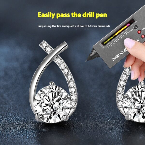 Moissanite 925 Sterling Silver Fishtail Cross Stud Earrings - Image 3