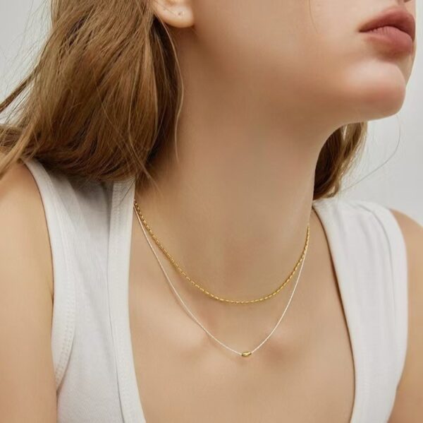 Simple Niche Rice Grain Copper Necklace - Image 4
