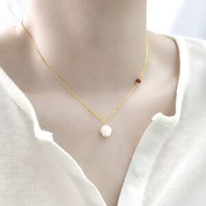 Women's S925 Sterling Silver Natural Shell Pendant Necklace
