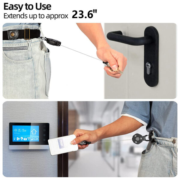 Polygon Climbing Button Carabiner Retractable Key Ring - Image 5