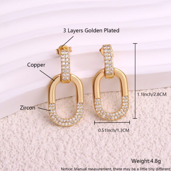 Oval Inlaid Zircon Ear Stud Necklace Female - Image 7