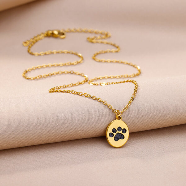 Cat Foot Print Necklace Stainless Steel Light Luxury Minority Design Sense - Image 5