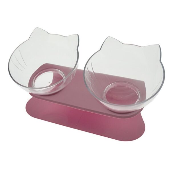 Non Slip Double Cat Bowl With Raised Stand Pet Food Cat Feeder Protect Cervical Vertebra Dog Bowl Transparent Pet Products - Image 8