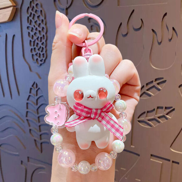 Cartoon Beaded Cute Bunny Doll Keychain - Image 3