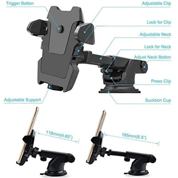 Windshield Car Phone Holder Universal in Car Cellphone Holder Stand Adjustable Phone Suction Cup Holder Car Mount Phone Stand - Image 4