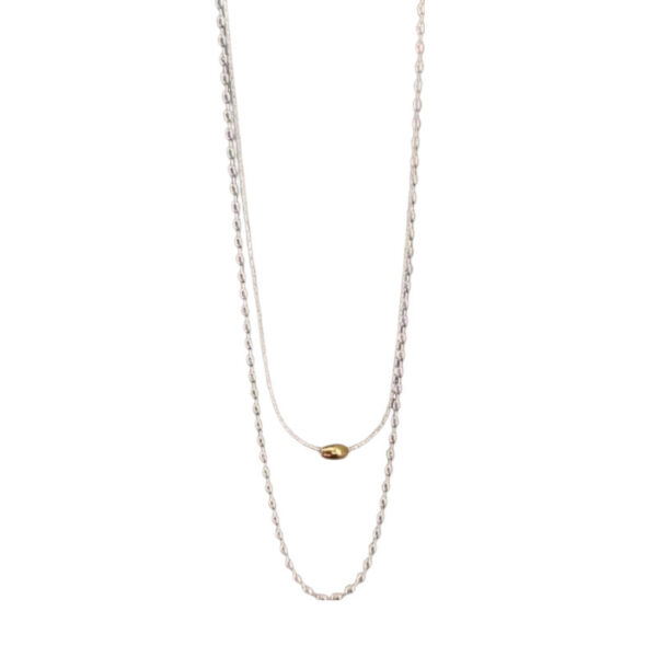 Simple Niche Rice Grain Copper Necklace - Image 5