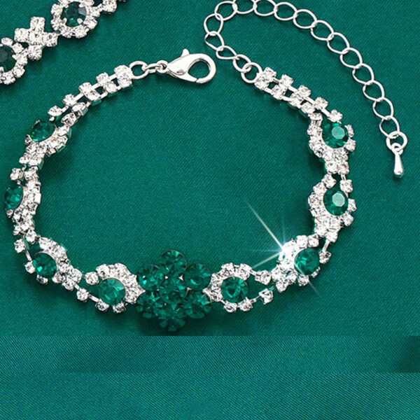 High-grade Crystal Gem Women's Water Drop Necklace Ear Stud Bracelet Ring - Image 10