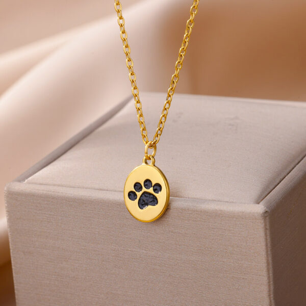 Cat Foot Print Necklace Stainless Steel Light Luxury Minority Design Sense - Image 4