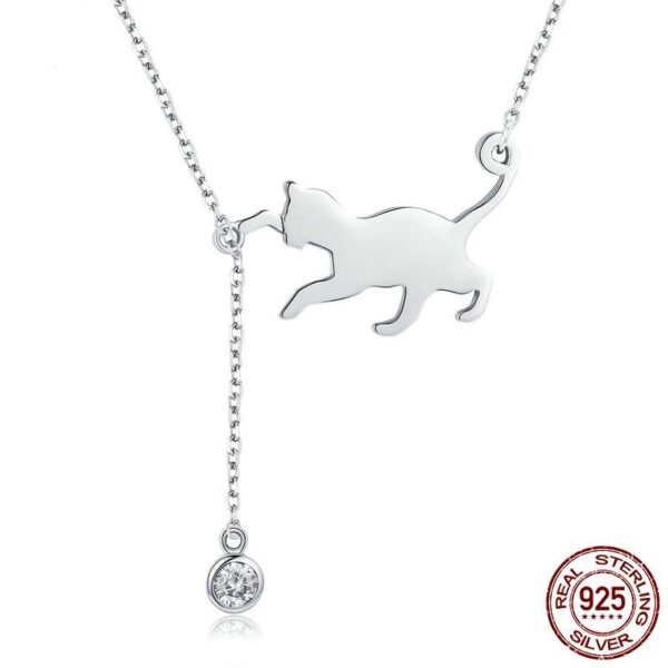 Naughty Kitten 925 Sterling Silver Necklace Personalized Diamond - Image 3