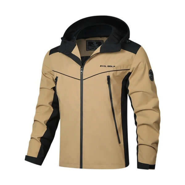 Hooded Men's Outdoor Windproof Shell Jacket - Image 3