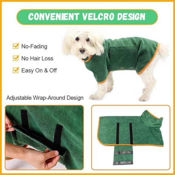 Absorbent Pet Bathrobe With Waist-wrapped Microfiber - Image 3