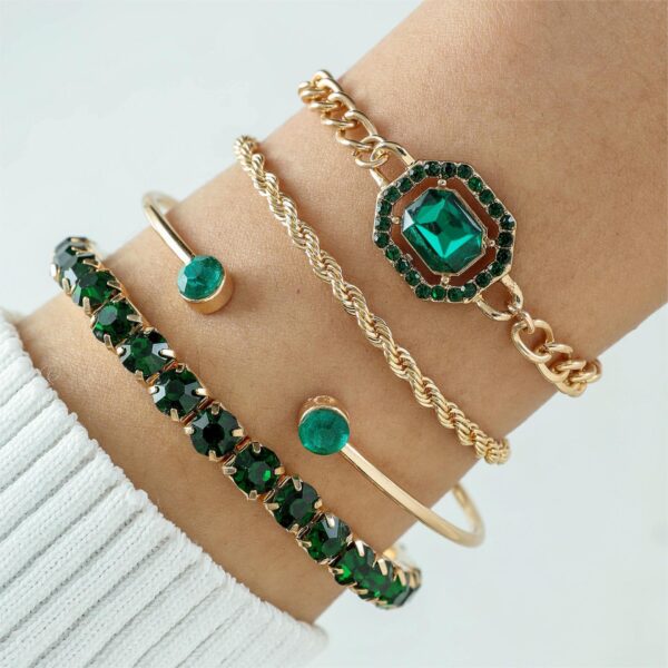 Fashion Special Diamond Jade Bracelet Suit - Image 5