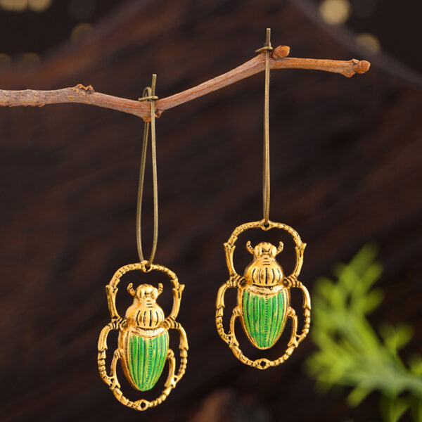 Geometric Crescent Golden Bee Personalized Eardrops Handmade Long - Image 8