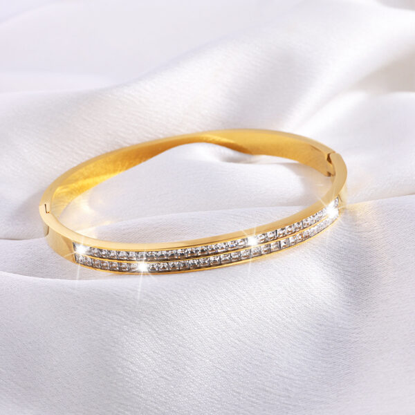 Stainless Steel Women's Starry Exquisite Double Row Diamond Bracelet - Image 4