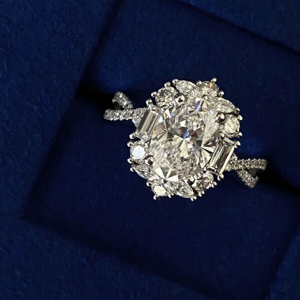 S925 Sterling Silver Moissanite Carat Diamond Ring - Image 2