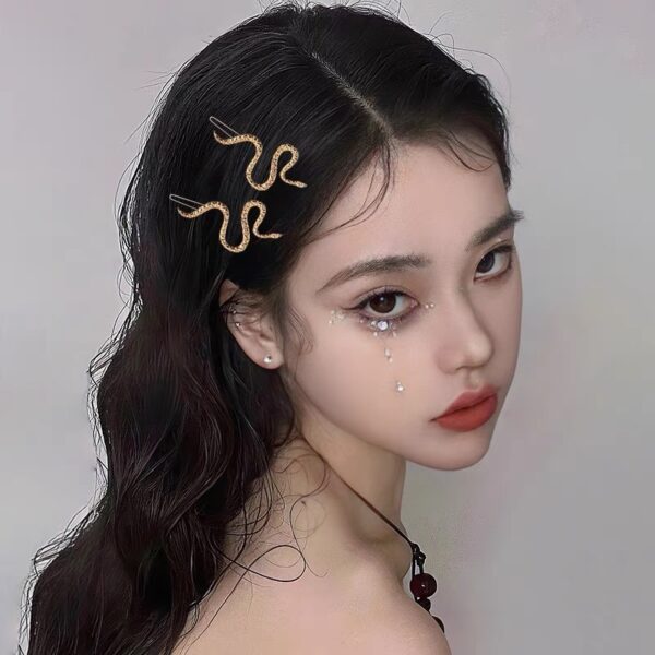 Retro Creative Snake-shaped Dark High-grade Versatile Personalized Cold Style Side Clip Fashion - Image 9