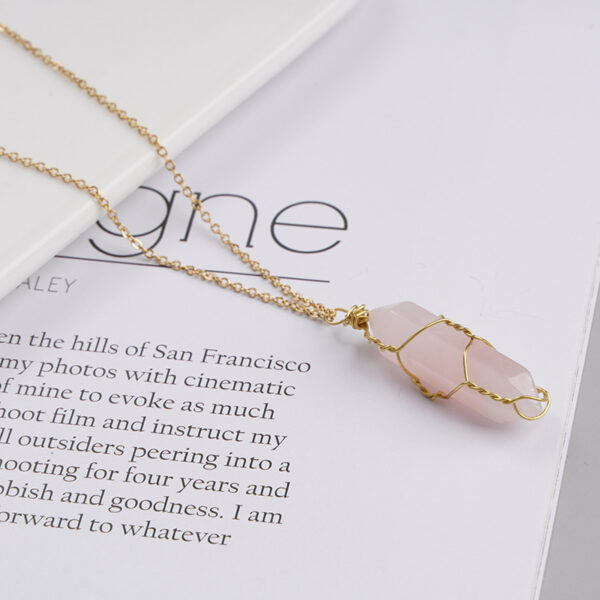 Women's Exquisite Copper Wire Winding Natural Stone Crystal Pendant Necklace - Image 7