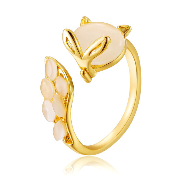 Creative Cute Opal Little Fox Open Ring - Image 2