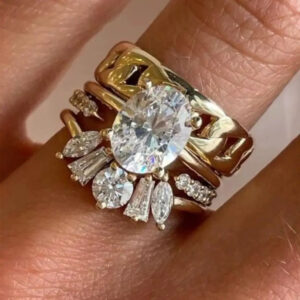Women's 18K Yellow Gold Plated Inlaid Zircon Irregular Ring