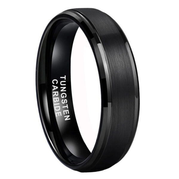Tungsten Steel Black Plated Chamfered Step Sand Ring - Image 3
