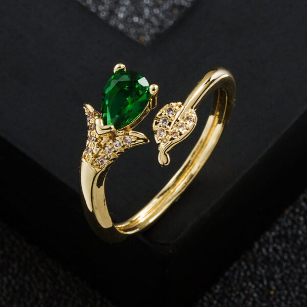 Copper-plated Gold Micro Inlaid Zircon Geometric Ring Open Ring - Image 4