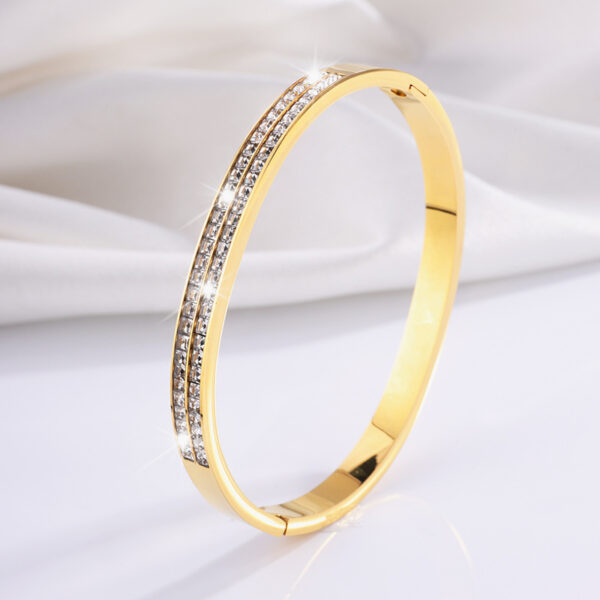 Stainless Steel Women's Starry Exquisite Double Row Diamond Bracelet - Image 6