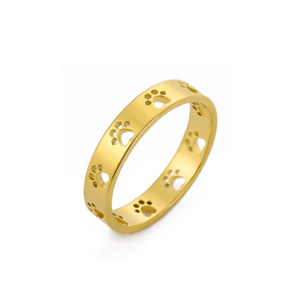 Animal Cat Dog Paw Prints Women's Stainless Steel Ring - Image 4