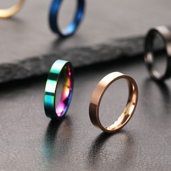 Non-fading Special-interest Design 4mm Bright Surface Simple Bracelet Stainless Steel Ornament Couple Ring - Image 2