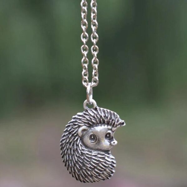 Retro Style Hedgehog Silver Alloy Pendant Necklace - Image 2