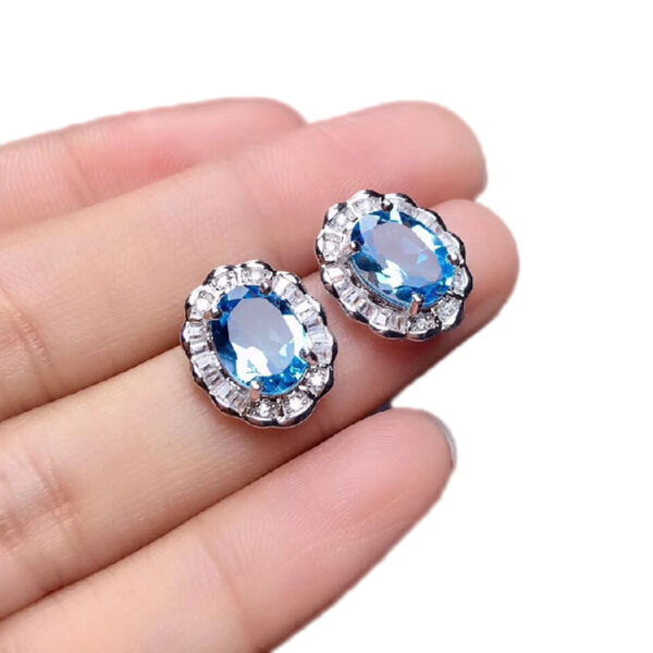 Colored Gems Rings Ear Studs Pendant Natural Topaz Set - Image 5