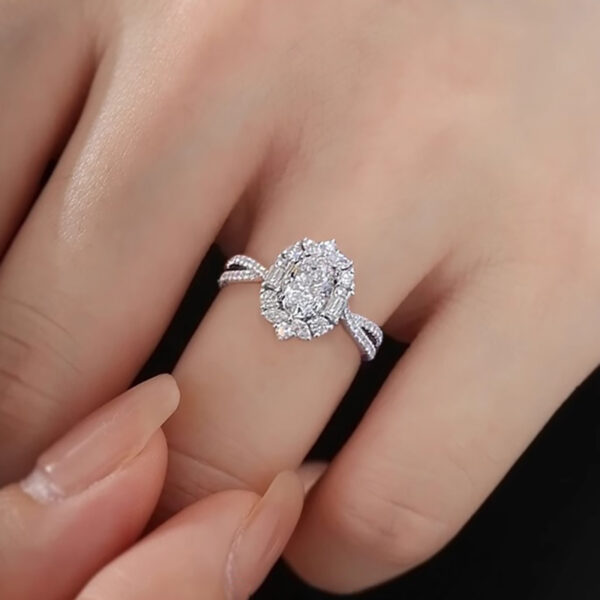 S925 Sterling Silver Moissanite Carat Diamond Ring - Image 4