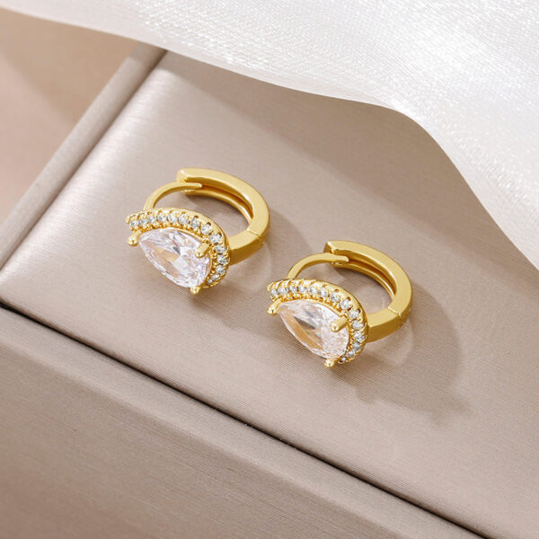 French Style Small Water Drop Ear Studs Simple Micro-inlaid Personality - Image 2