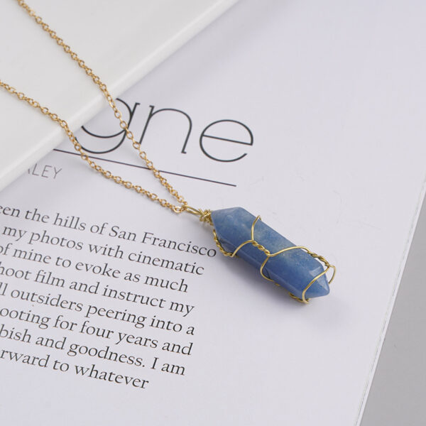 Women's Exquisite Copper Wire Winding Natural Stone Crystal Pendant Necklace - Image 8