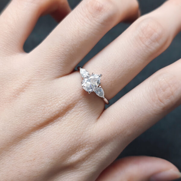 S925 Sterling Silver Moissanite Water Drop Ring Design New - Image 2