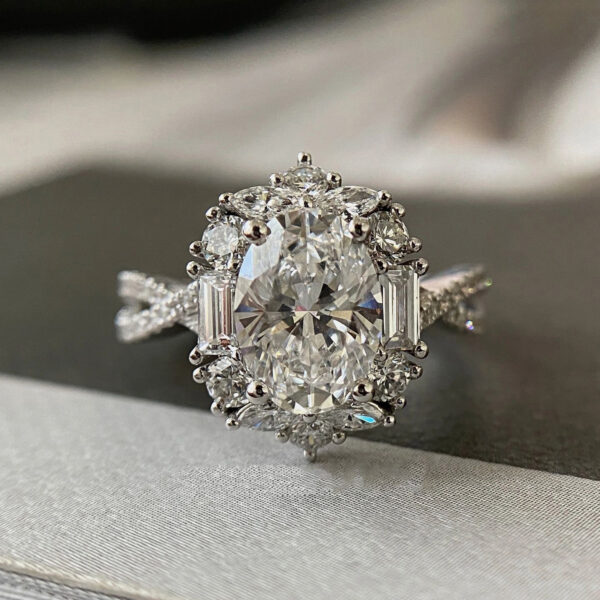 S925 Sterling Silver Moissanite Carat Diamond Ring - Image 3