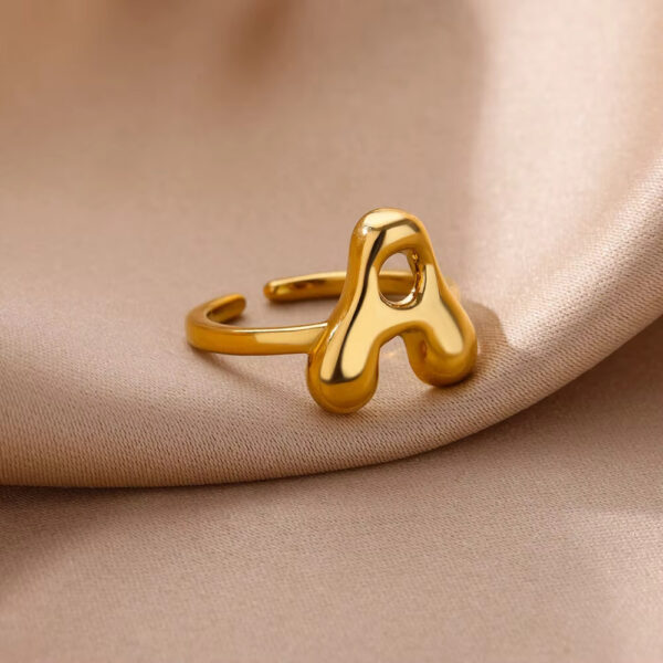Cute Bubble Letters Ring Gold 18K Gold Plated Ring - Image 2