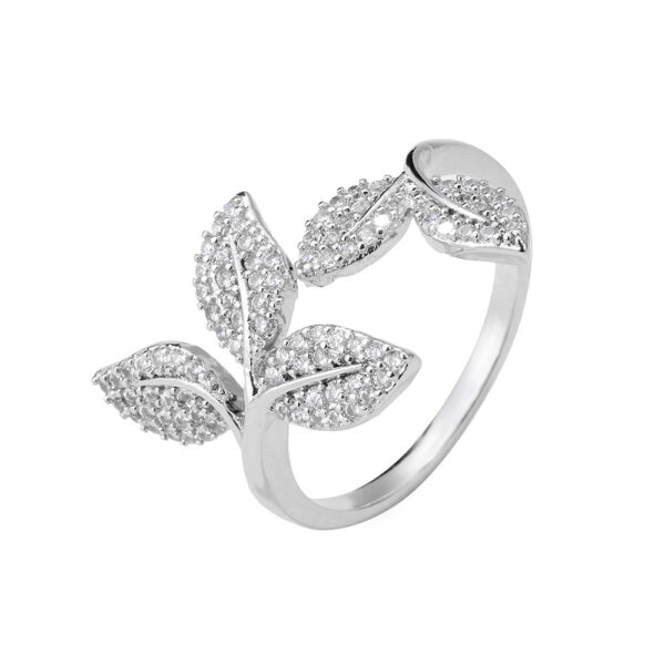 Refined Rhinestone Design Fashion Leaf Ring For Women - Image 6