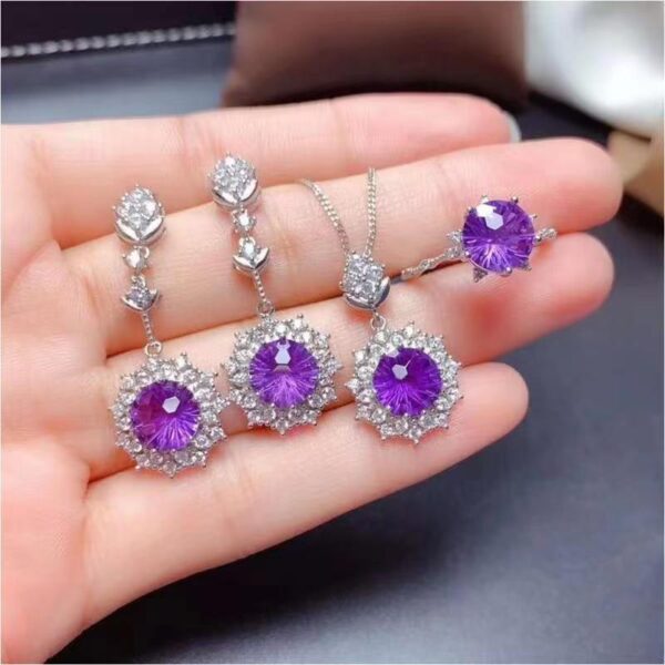 Women's Pomegranate Red Rings Pendants Earings Set - Image 3