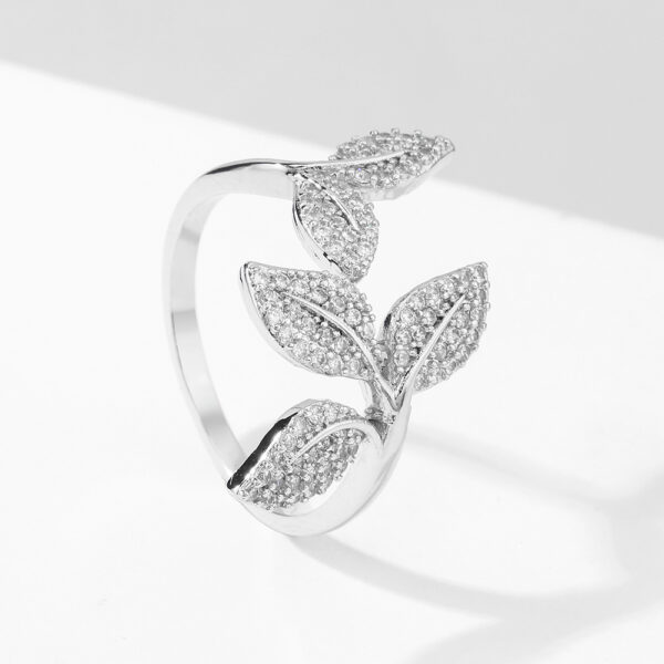 Refined Rhinestone Design Fashion Leaf Ring For Women - Image 5