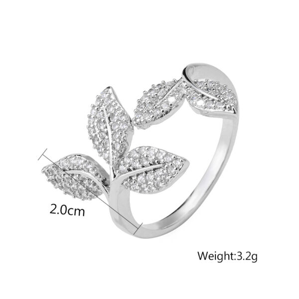 Refined Rhinestone Design Fashion Leaf Ring For Women - Image 4