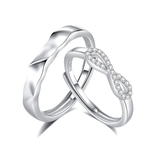 S925 Silver Love Endless Flow Couple Zircon Ring - Image 4