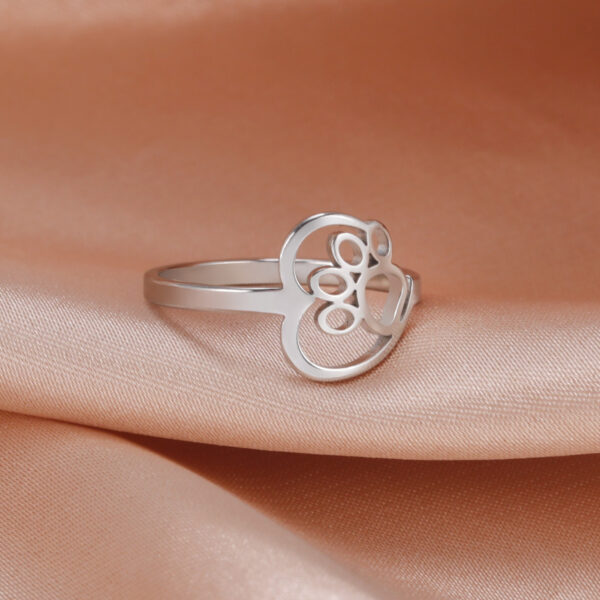 Cut Stainless Steel Hollow Cat Footprints Love Couple Ring Personality Creative Ring - Image 2