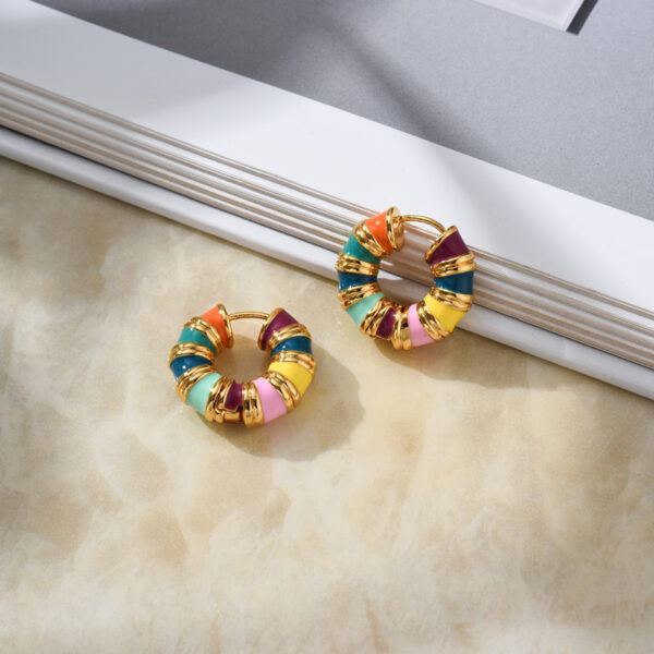 Retro Colorful Oil Macaron Ear Clip - Image 4