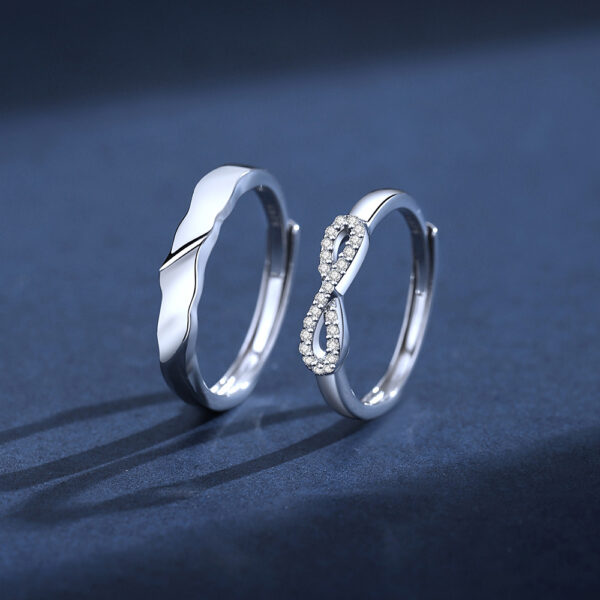S925 Silver Love Endless Flow Couple Zircon Ring - Image 2
