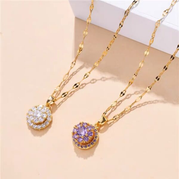 Rotatable Round Zircon Necklace For Women - Image 3